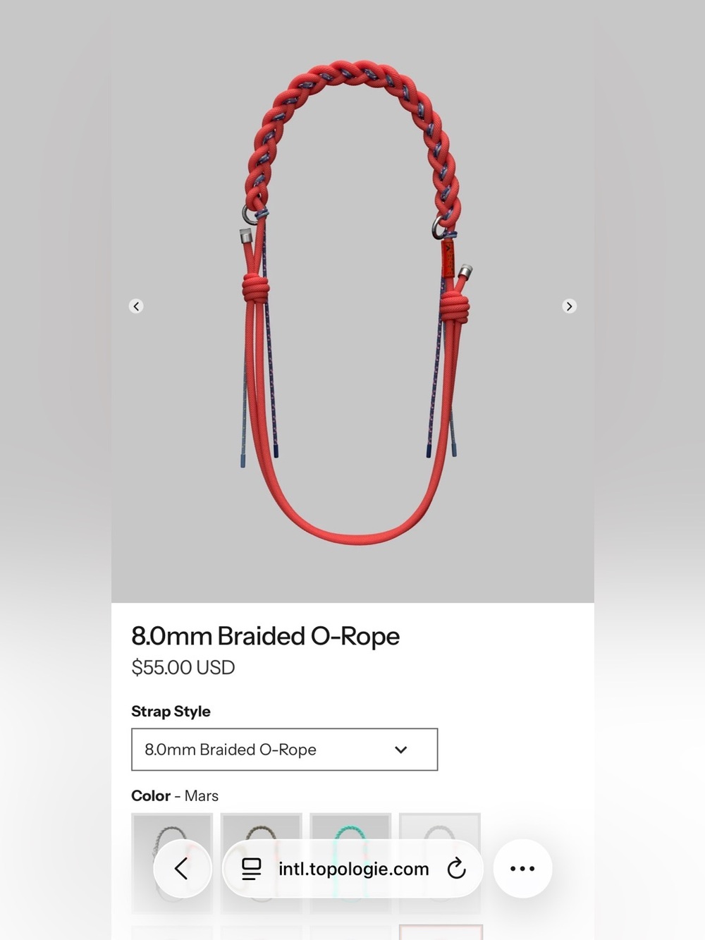 8.0mm Braided O-Rope - Mars